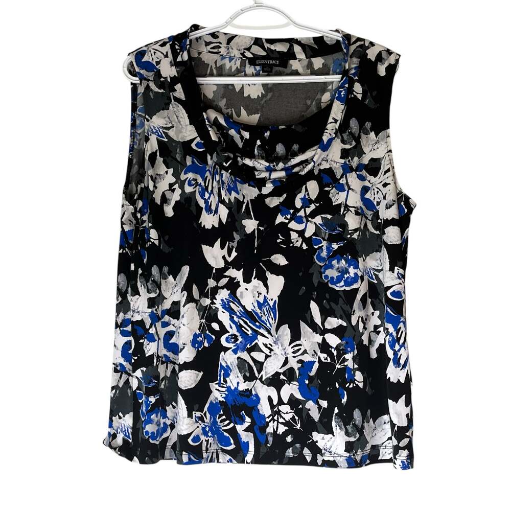 Ellen Tracy Blue / Black / White Tank Top Size XL